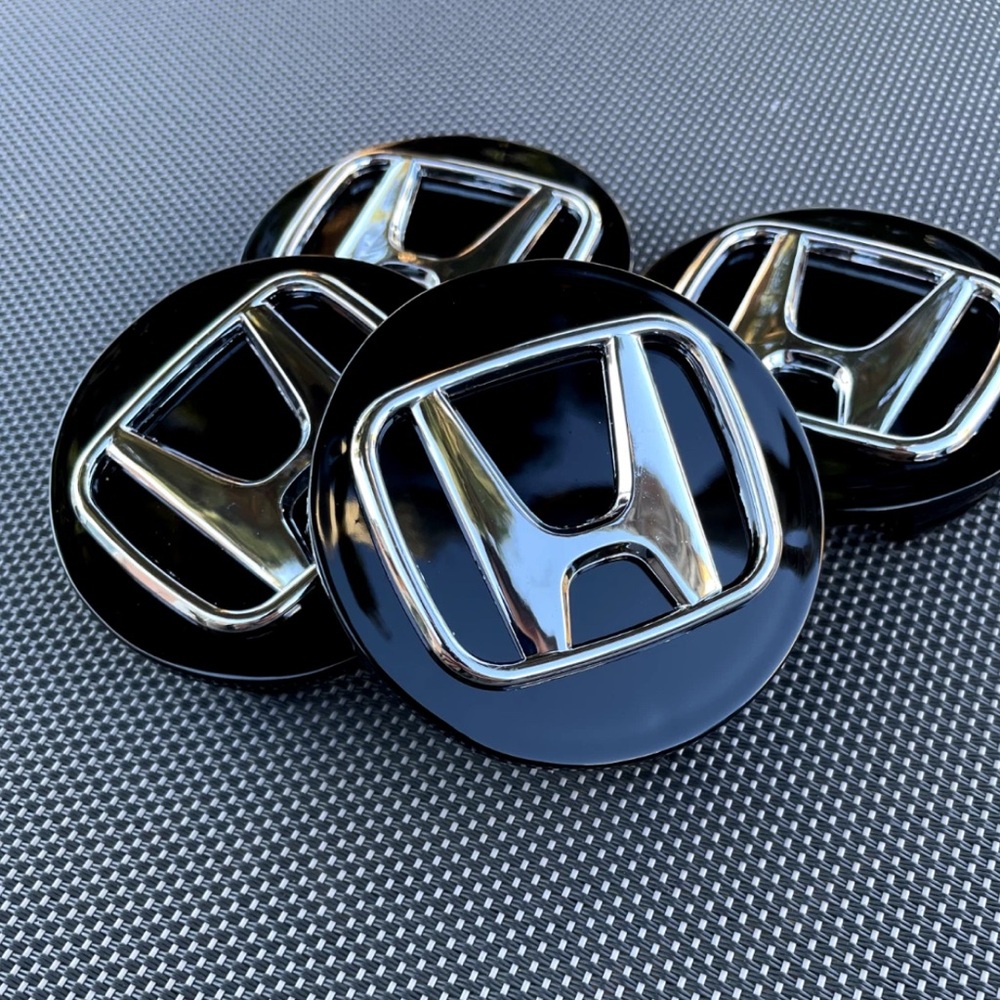 HONDA SET OF 4 BLACK 69 mm/2.72in Wheel Center Caps - FITS MOST MODELS